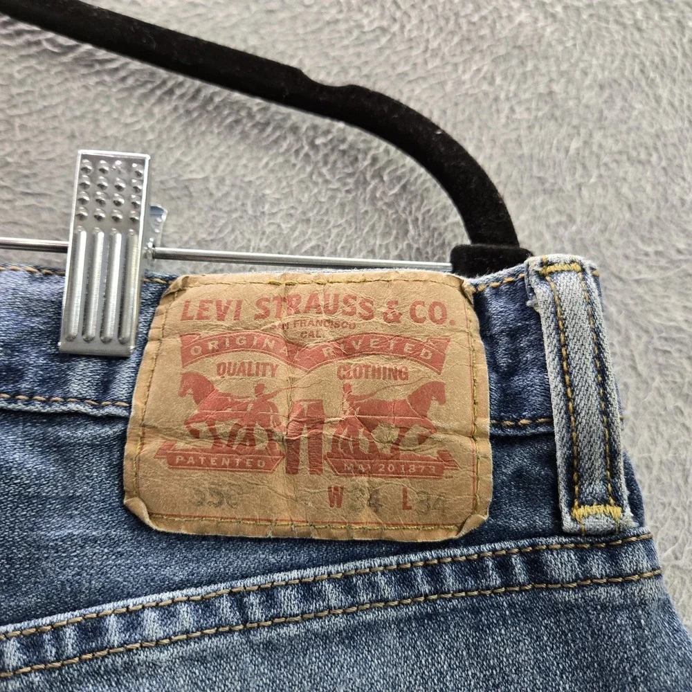 Levi's 550 Men Jeans 34X34 Blue Denim Relaxed Fit Button 32
